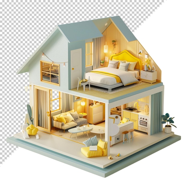 PSD 투명한 배경에 고립된 3d cute home