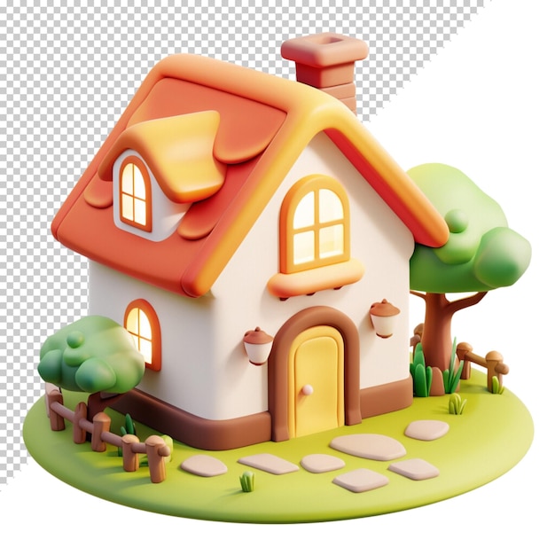 PSD 투명한 배경에 고립된 3d cute home