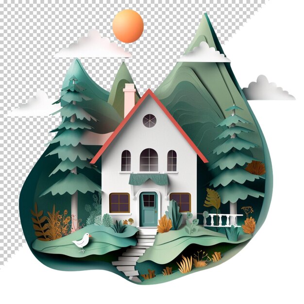 PSD 3d cute home isolated on transparent background