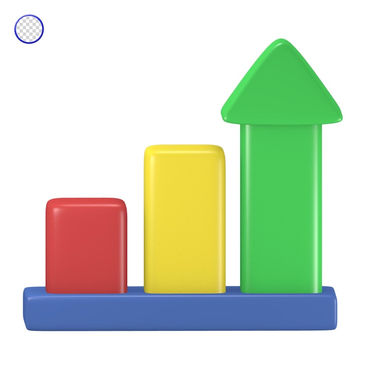 PSD 3d cute icon object investment up chart motivation success