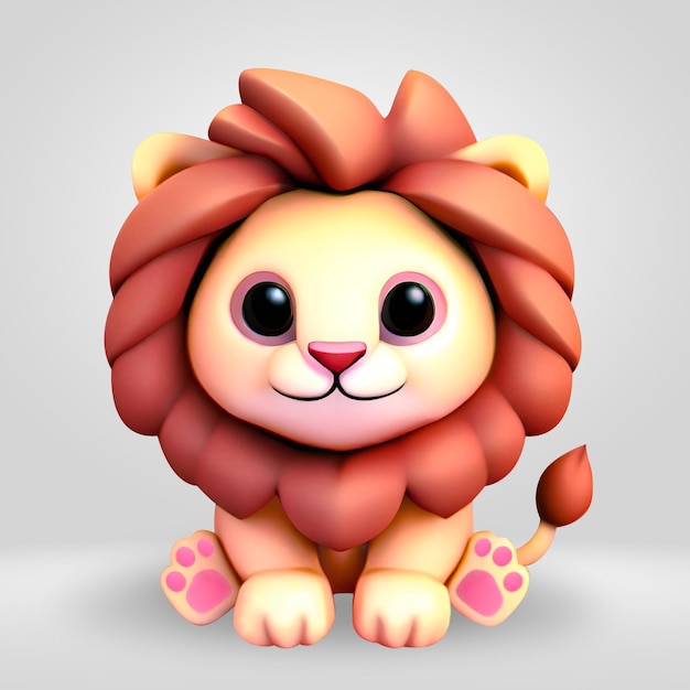 3D cute lion animal illustration