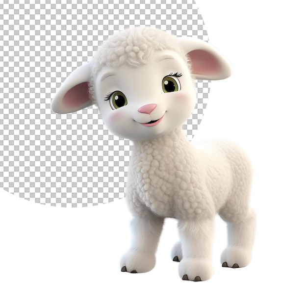 PSD 3d cute little sheep on transparent background