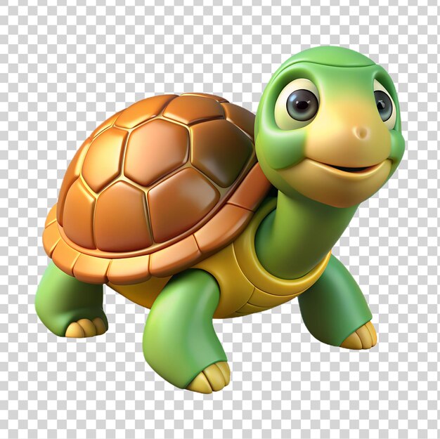 PSD 3d a cute little turtle isolated on transparent background