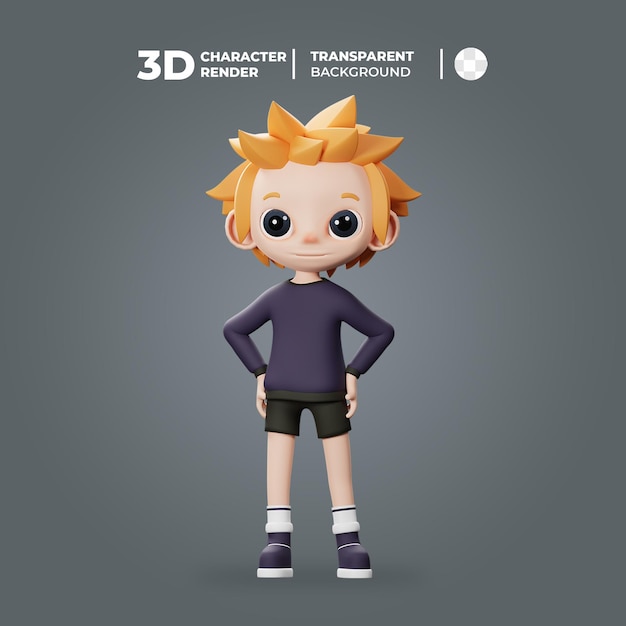 PSD 3d cute male character confident