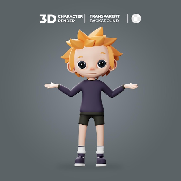 3D Cute Male Character Confuse