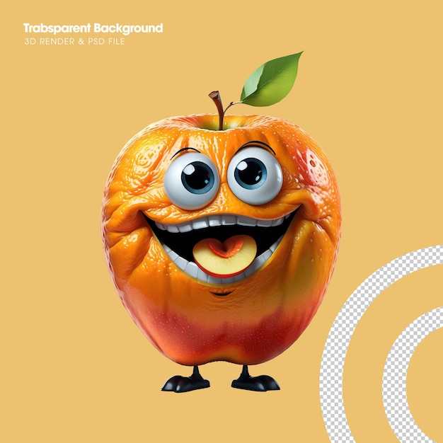 PSD 3d cute orange cartoon character