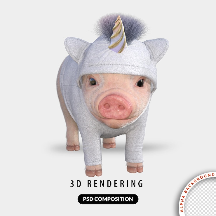 PSD 3d cute pig model
