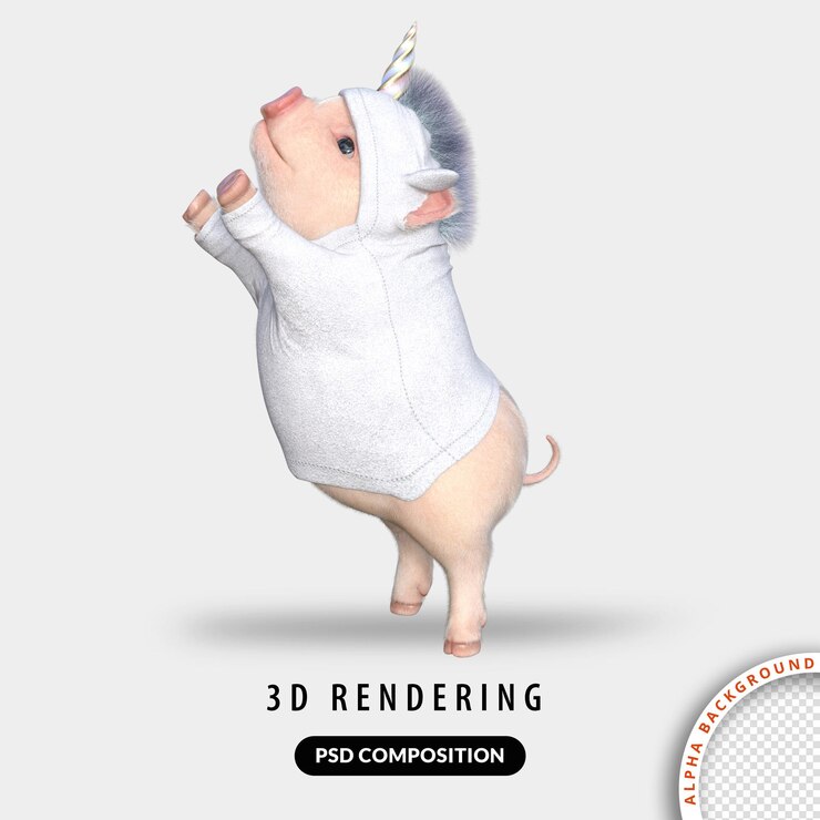 PSD 3d cute pig model