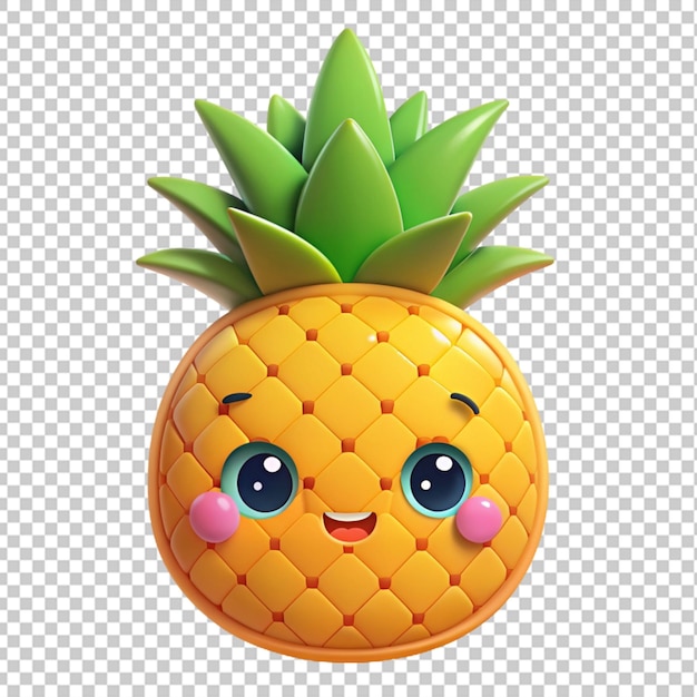 3d cute pineapple sticker transparent background