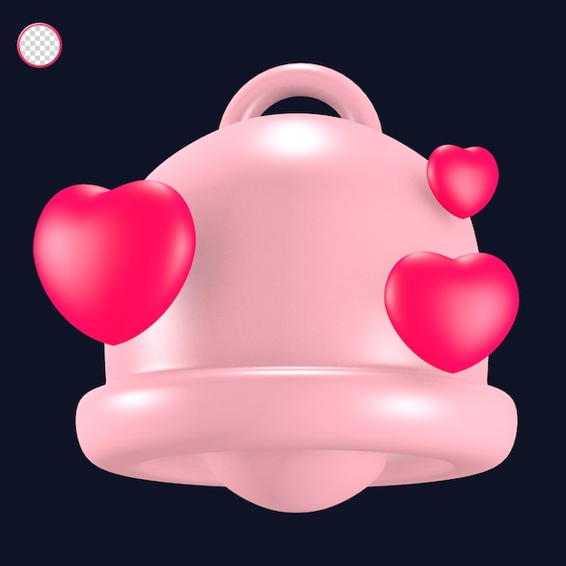 3d cute pink valentine39s day icon bells heart love