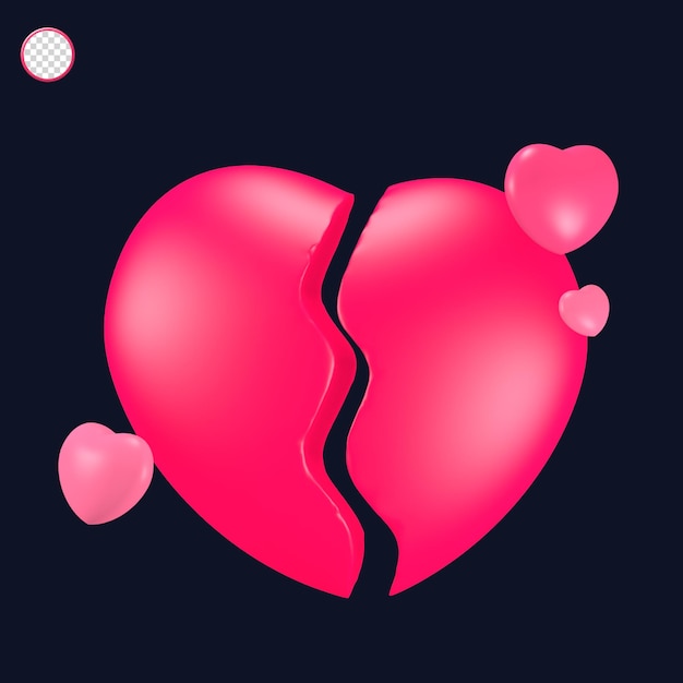 PSD 3d cute pink valentine39s day icon broken heart love