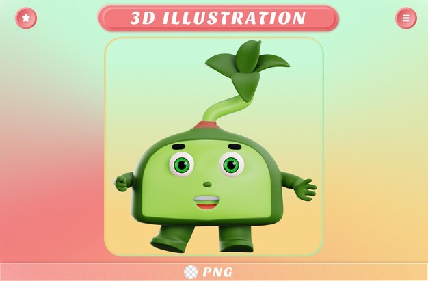 PSD 3d cute plant character finger on point