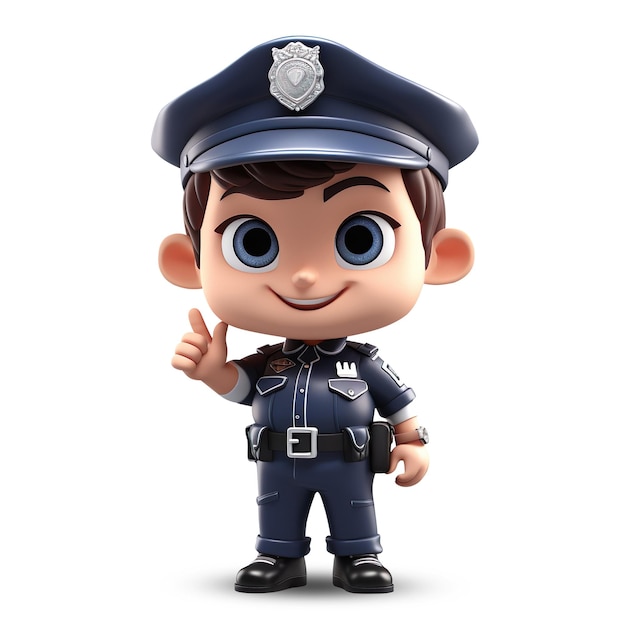 PSD 3d cute police character generative ai