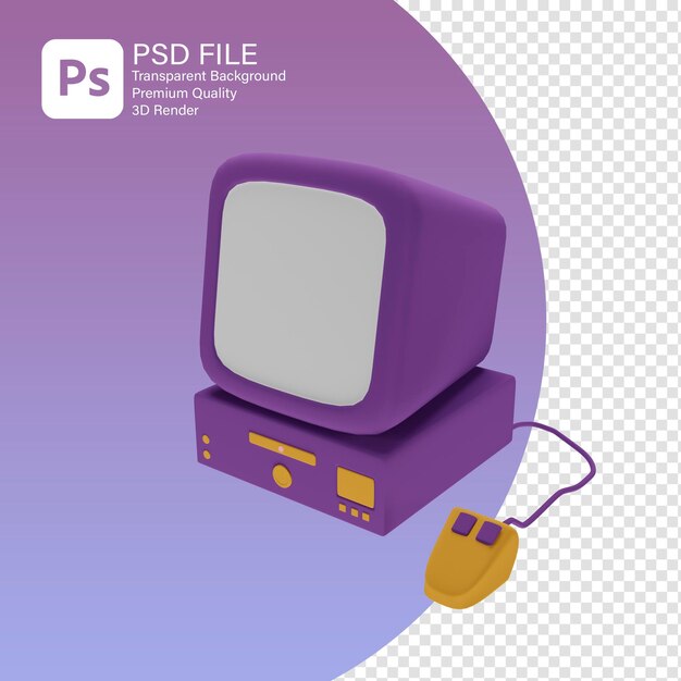 3d cute purple computer  icon