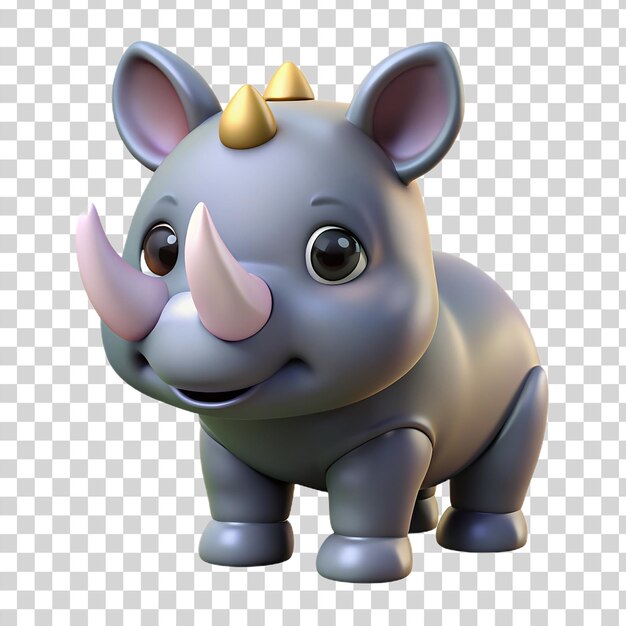 PSD 3d cute rhino isolated on transparent background