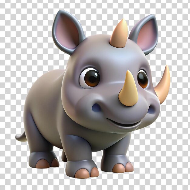 PSD 3d cute rhino isolated on transparent background