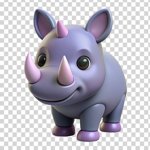 PSD 3d cute rhino isolated on transparent background