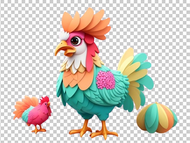 3d cute rooster over pastel background