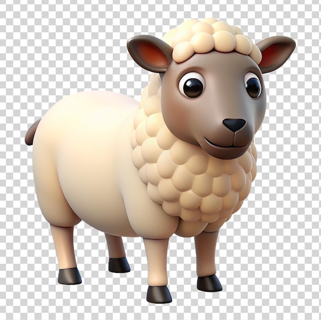 3d cute sheep isolated on transparent background