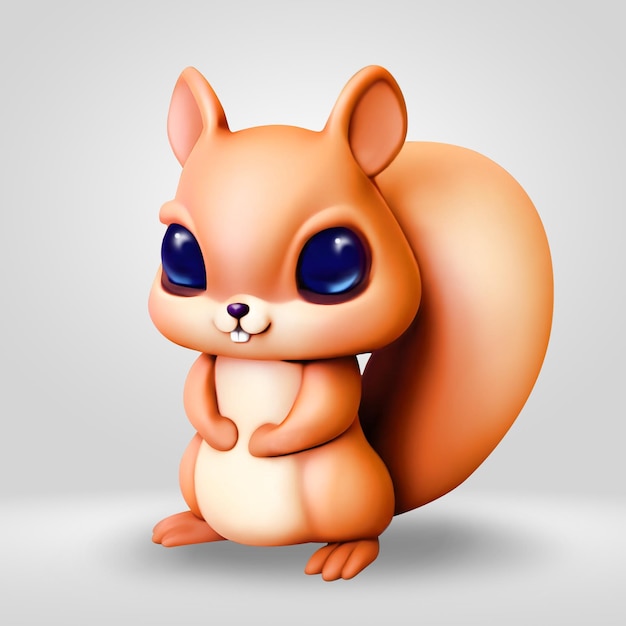 3D cute squirrel or chipmunk animal illustration