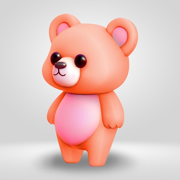 3D cute teddy bear animal illustration