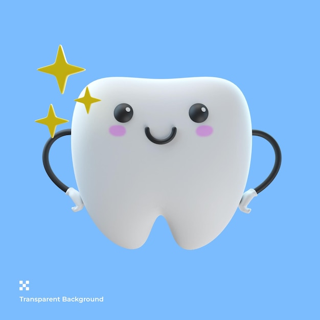 PSD 3d cute tooth cartoon character illustration