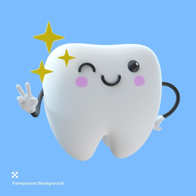 PSD 3d cute tooth cartoon character illustration