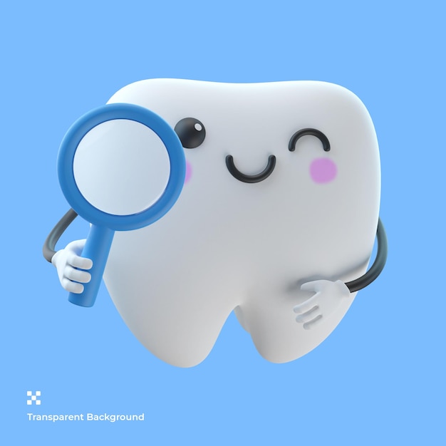 PSD illustrazione del personaggio dei cartoni animati del dente carino 3d