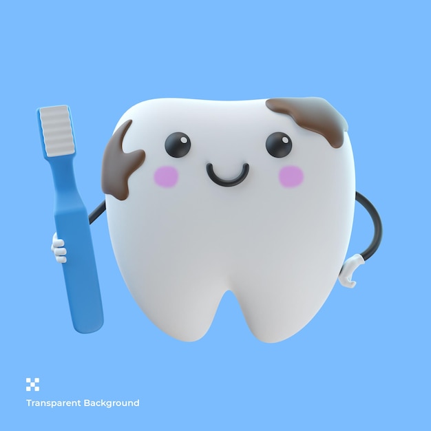 PSD 3d cute tooth cartoon character illustration