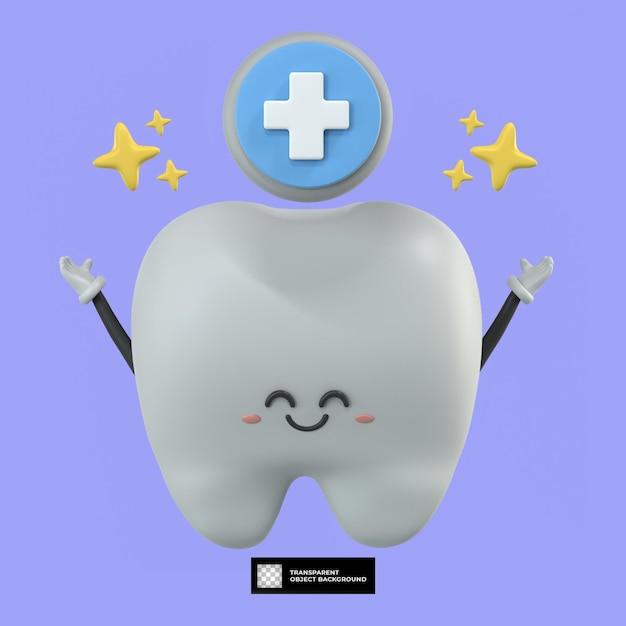 3d cute tooth cartoon character mascot illustration