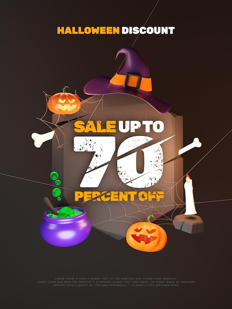 3d Cute Upiorny Halloween Promocja Tytuł Tekstu Efekt