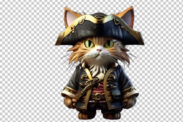 PSD 3d cute wearing pirate clothes