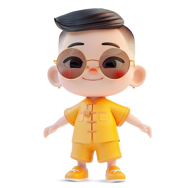 PSD 3d cute young chinese man character