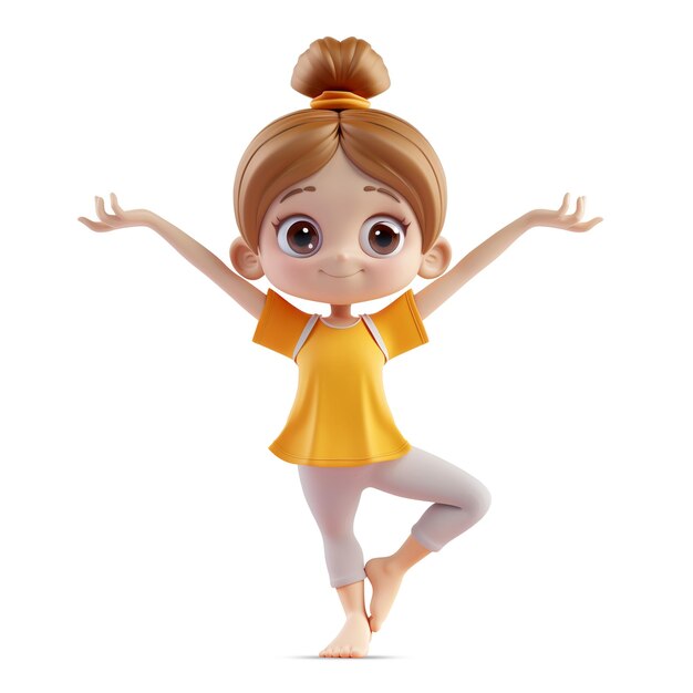 PSD 3d cute young woman doing yoga