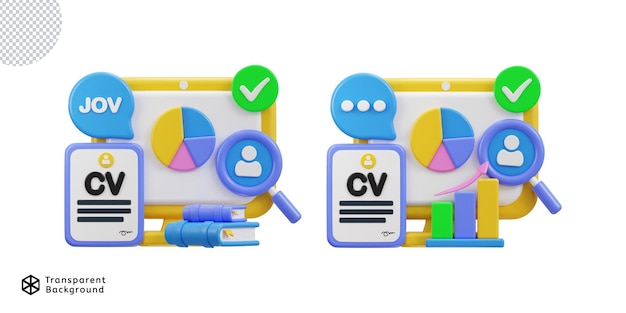3d CV 취업 공석 아이콘 세트