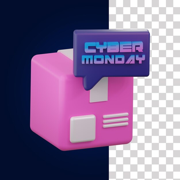 PSD 3d cyber monday box icon