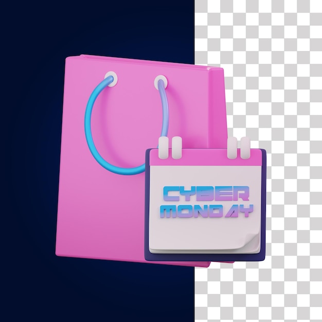 PSD 3d cyber monday monday shopping bag icon