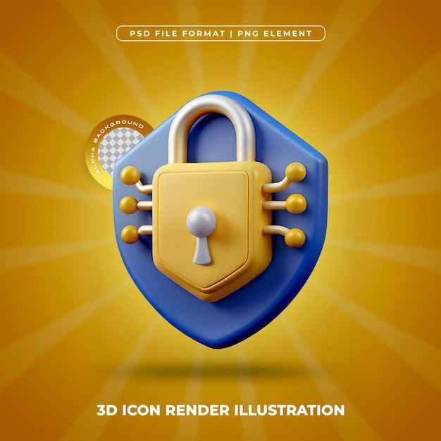 3D Cybersecurity Lock Data Protection amp Privacy Icon