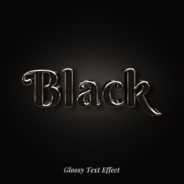 PSD 3d czarny elegancki efekt błyszczący styl tekstu