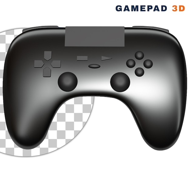 PSD 3d czarny gamepad na przezroczystym tle