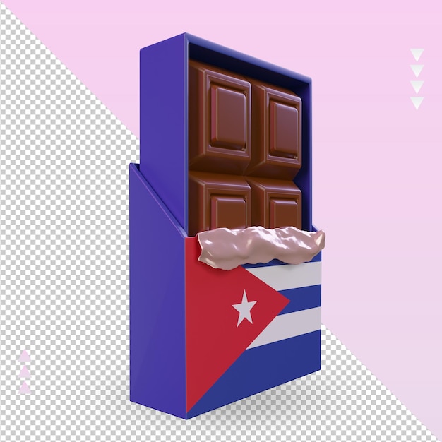 PSD 3d czekoladowa flaga kuby renderująca widok z lewej strony