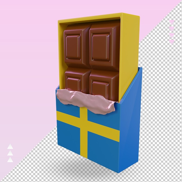 PSD 3d czekoladowa flaga szwecji renderująca prawy widok