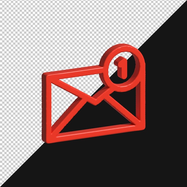 3D Czerwona ikona powiadomienia e-mail