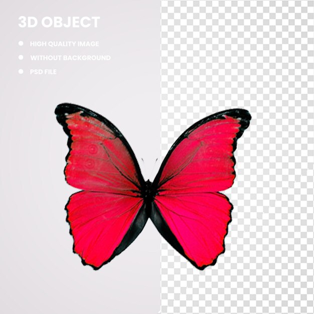 PSD 3d czerwony motyl