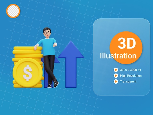 3d Człowiek Pokazujący Ilustrację Wzrostu Inwestycji Finansowych