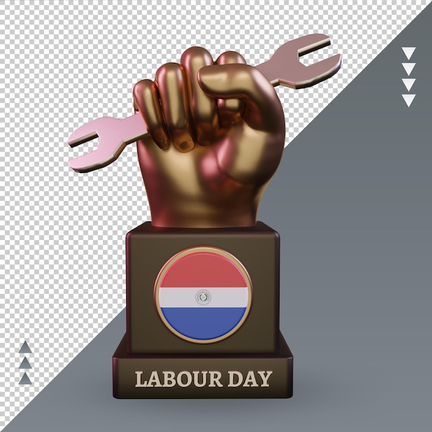 3d dag van de arbeid paraguay vlag rendering vooraanzicht