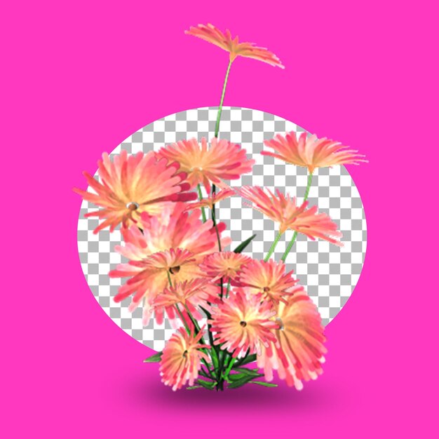 PSD 透明性で分離された3dダリアの花