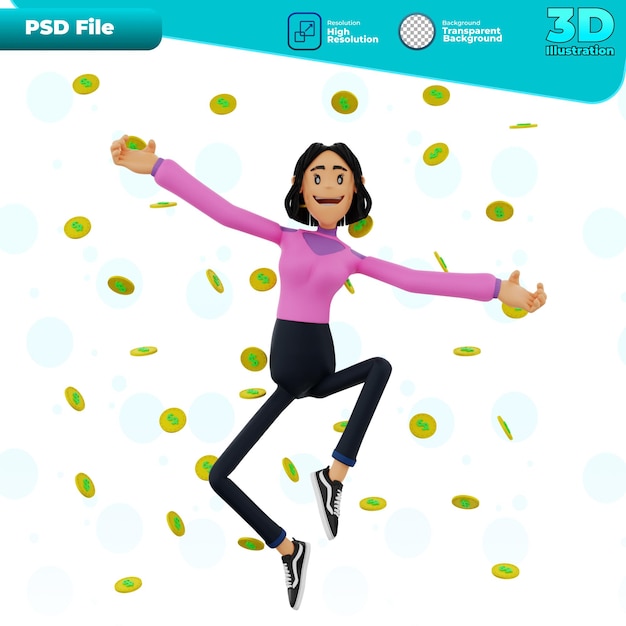 PSD 3d танцы под дождем из монет