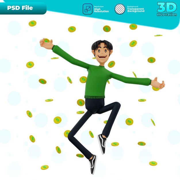 PSD 3d ballando sotto la pioggia di monete