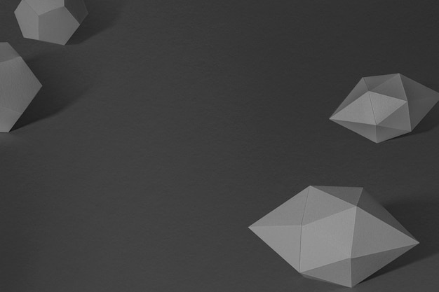 PSD 3d dark gray elongated hexagonal bipyramid and gray pentagon dodecahedron design element